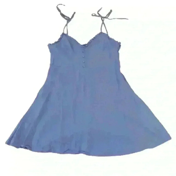 Deluc June Mini Dress in Light Blue Size Large with Adjustable Tie Straps - Picture 2 of 7